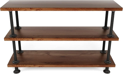 MUZIK 3-Tier Industrial Pipe Table Leg Set - Rustic Iron Pipe Shelves for Shoe Rack, Kitchen Rack, Storage Organizer