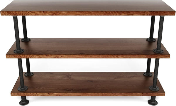 MUZIK 3-Tier Industrial Pipe Table Leg Set - Rustic Iron Pipe Shelves for Shoe Rack, Kitchen Rack, Storage Organizer