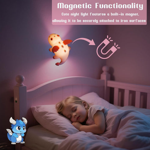 3 Dragon Night Light, Cute Pink Dragon Gifts, Soft Silicone Lamp with Level Warm Light and RGB Changing, Breastfeeding