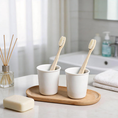 Gaolinci 2 5 Oz Pcs Simple White Ceramic Mouthwash Cups, Bathroom Brushing Cup