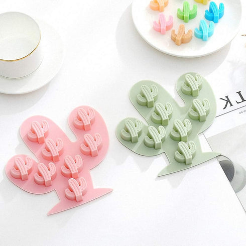 2Pcs Mini Cactus Ice Cube Tray Set, Small Cacti Silicone Molds for Making Candy and Baking