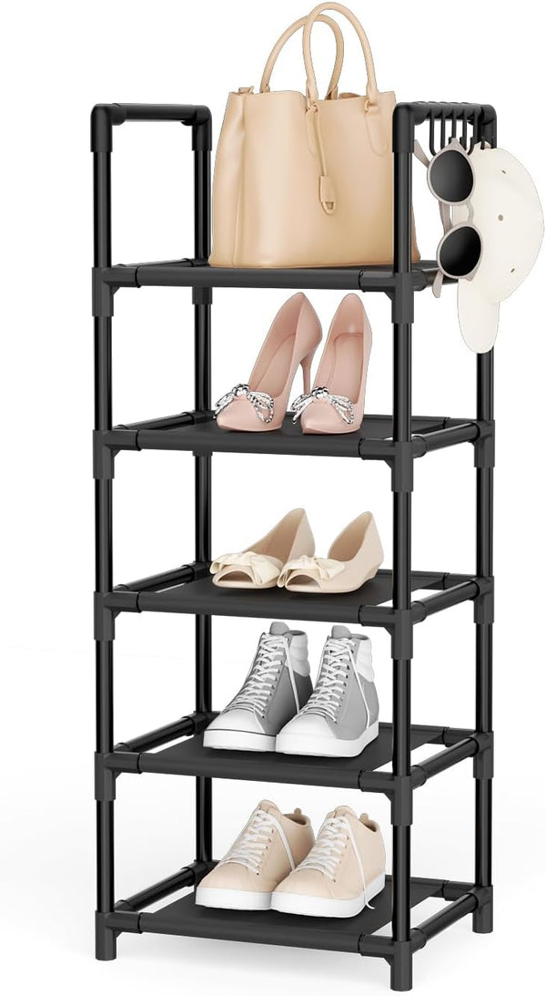 LANTEFUL Narrow Shoe Rack 5 Tier Shoe Shelf Storage for 5-10 Pairs