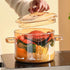 Glass Pot with Cover, Heat Resistant Cooking Pot and Pan with Lid, 1.5L/50 OZ for Pasta, Noodle, Soup