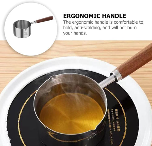 SHERCHPRY Small Pot with Oil Cooking Ladle Kitchen Cookware Reusable Sauce Pan Milk Pan Sauce Pans for Stove Top Noodle Pot Saucepan for Stove Top Baby Stainless Steel Japan Take a Bath by SHERCHPRY