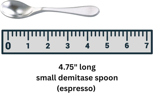 Knork Stainless Steel Demitasse Spoon Set of 6, Shiny Gloss Silver, Tiny Specialty Spoons