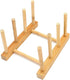 2Pcs Natural Bamboo Slip Drain Dish Rack - Home Kitchen Bamboo Wood Plates Rack for Pans and Cups