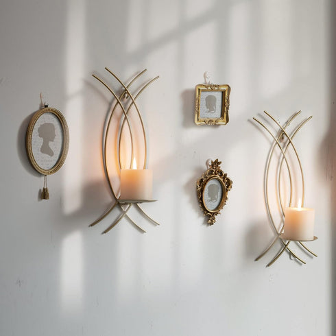 Set 2, Gold Wall Sconce of Metal Candle Holder, Modern Hanging Decoration for Living Room, Farmhouse,Wall Mounted