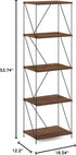 5-Tier Furinno Besi Industrial Multipurpose Shelf Display Rack with Metal Frame, Narrow, Walnut Cove