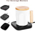 14oz HOWAY Flat Bottom Mug with Wood Lid, Ceramic Tea Cup for Coffee Warmer, Universal, Flat Bottomed, Wooden Handle