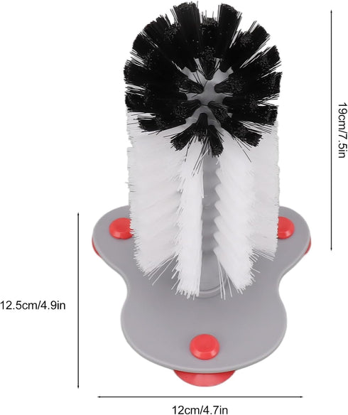 Bottle Cleaning Brush, Plastic Single Head Glass Washer with Suction Cup for Beer Cup, Long Leg Cup, Red Wine Glass