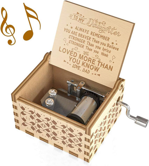 Ucuber You are My Sunshine Music Box, Gift for Daughter from Dad, Wood Laser Engraved Vintage Cute Box, Best Gift