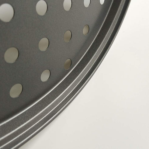 Non-Stick Round Pizza Pan with Holes, Best Perforated Carbon Steel Pizza Tray, 10 Inch