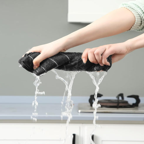 Set, 26 18 Inch 12 12 Inch, Set 12 Puomue Microfiber Kitchen Towels and Dishcloths X and X of Bulk Lint Free Dish