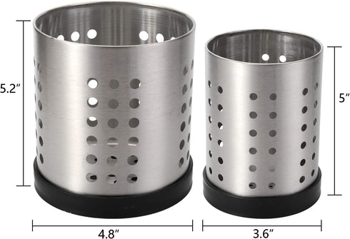 TOPZEA Set of 4 Kitchen Utensil Holder, Stainless Steel Cooking Utensil Organizer Kitchen Tools Flatware Holder Utensil Drying Cylinder Countertop Silverware Caddy by TOPZEA