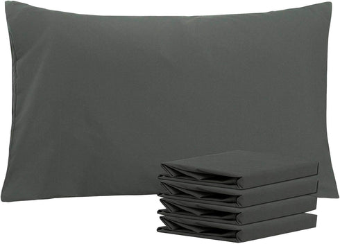 NTBAY Queen Pillowcase Set, 4 Pack Brushed Microfiber 20x30 Pillowcases, Dark Grey with Envelope Closure