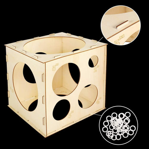 Pllieay 9 Sizes Collapsible Wood Balloon Sizer Cube Box for Balloon Decorations, Arches, Columns (2-10 Inch)