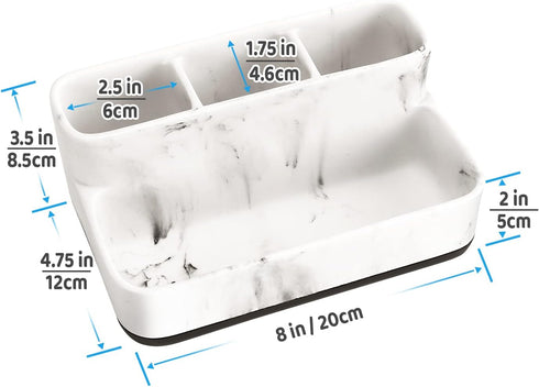 Counter 4 zccz White Marble Design Makeup Organizer - Bathroom Storage for Toothbrushes and Cosmetics - Anti-Slip