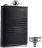 Stainless Steel American Flag Flask, 8oz Soft Touch Cover Liquor Flasks, Leak Proof Black PU Leather