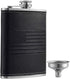 Stainless Steel American Flag Flask, 8oz Soft Touch Cover Liquor Flasks, Leak Proof Black PU Leather