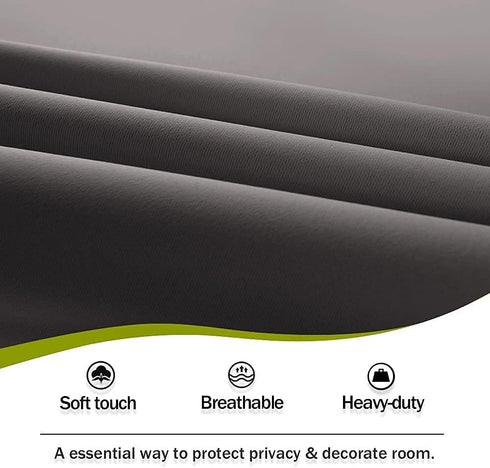 PONY DANCE Gray Door Curtain - 54 inch Wide by 72 inch Long Thermal Insulated Blackout Privacy Panel with Tieback,