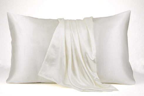 Lanest Satin-Silk Pillowcase Queen, White, Breathable, Super Soft, Cooling for Hair and Skin