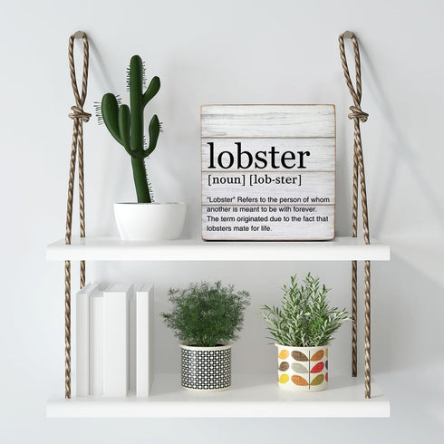 Dumyum 5 5 Inches Lobster Definition Decor Lobster Definition Wooden Box Sign Rustic Desk Decorative Wooden Sign Home