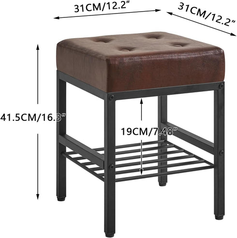 16.34 inches LG-60Z IBUYKE Square Stool with Adjustable Feet and Storage Space, Footrest Chair,Multi-Use as Small Side