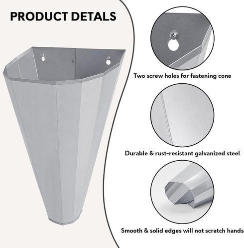 8 (3 Pack) Medium Size Galvanized Steel Chicken Restraining Cone for Chickens, Large Layers, Broilers, Roasters