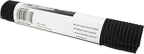 Dependable Industries Essentials Non-Adhesive Shelf and Drawer Liner, 12" x 36", Black, Anti-Slip, Durable