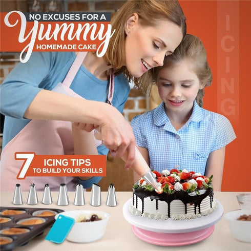 RFAQK 100pcs Cake Pan Sets for Baking, 3 Non-Stick Springform Pans Set, Icing Tips, Cake Leveler