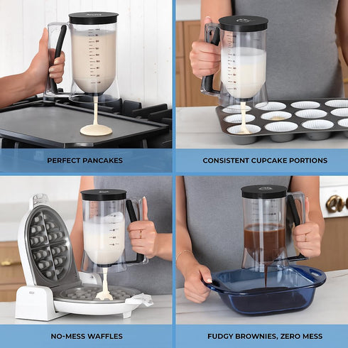 Pancake Batter Dispenser - Kitchen Must Have Tool for Perfect Pancakes, Cupcake, Waffle, Muffin Mix, Cake & Crepe