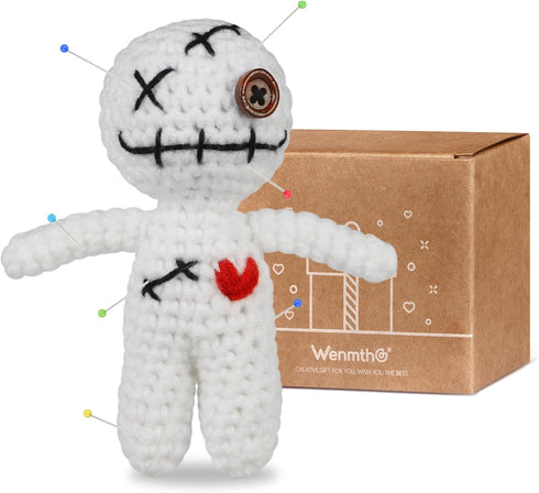 WenmthG Funny Positive Crochet - White Voodoo Doll - Emotional Support Animals