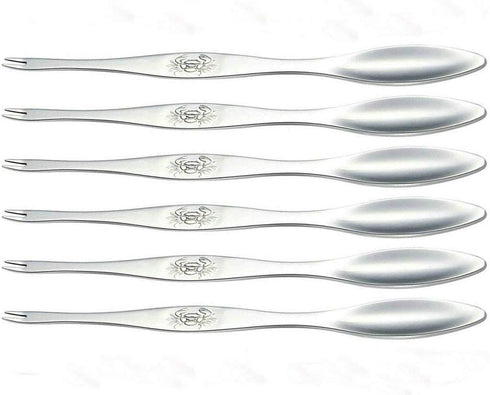AKOAK 6 Pcs Seafood Tools,Double Headed 304 Stainless Steel Fork and Spoon for