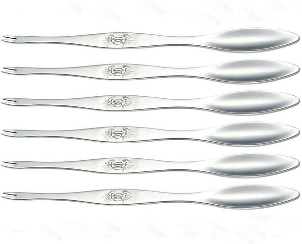 AKOAK 6 Pcs Seafood Tools,Double Headed 304 Stainless Steel Fork and Spoon for