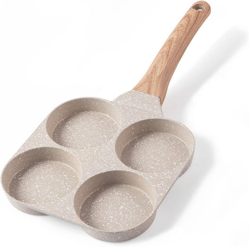CAROTE 4-Cup Nonstick Egg Pan Omelette Skillet, Healthy Egg Cooker, Suitable for Gas & Induction Cookware