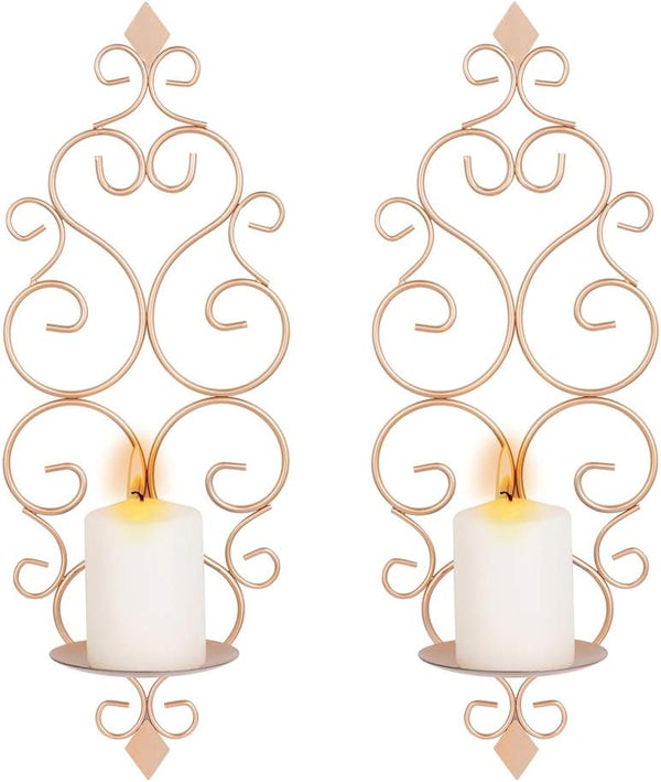 Sziqiqi Iron Wall Candle Sconce Candle Holder Set of 2 Wall Mounted