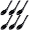 DOERDO 6PCS Japanese Style Soup Spoons - Long Handle for Kitchen Mixing, Baking, Cooking, Black