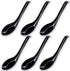 DOERDO 6PCS Japanese Style Soup Spoons - Long Handle for Kitchen Mixing, Baking, Cooking, Black