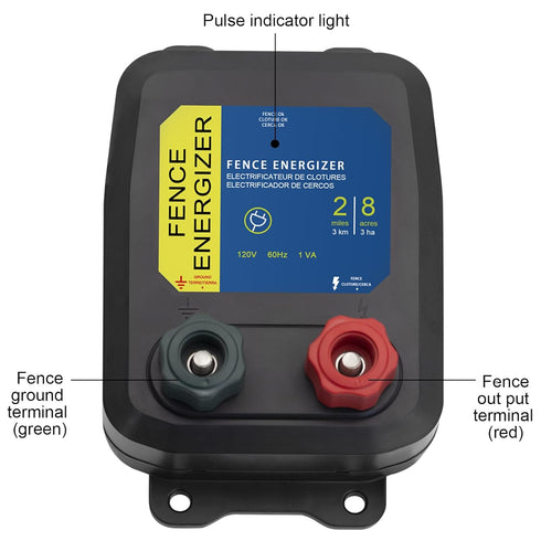 FBULWSEC 17 2-Mile/ 8 0.1 Electric Fence Energizer with Gauge Aluminum Wire, Acres Electric Fence Charger, Livestock