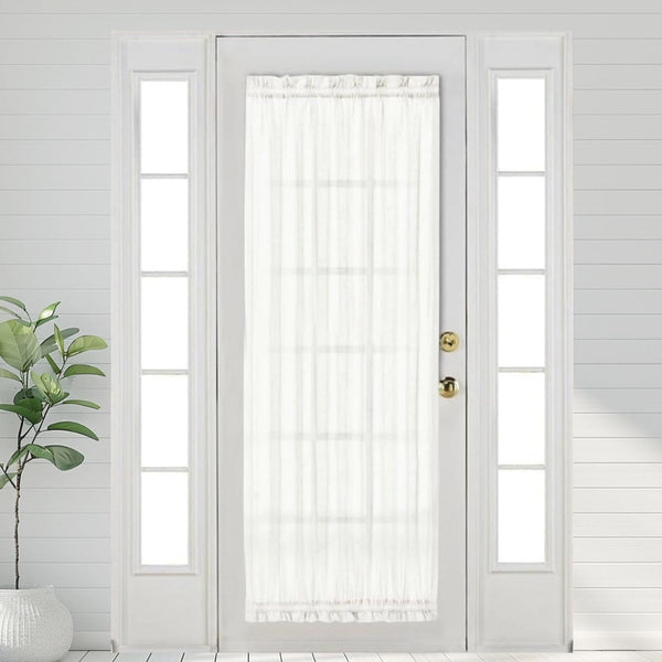 Aquazolax White Sheer Rod Pocket Curtains, 72" Long, Light Filtering Voile, 1 Panel, 25" Wide, Tieback Included