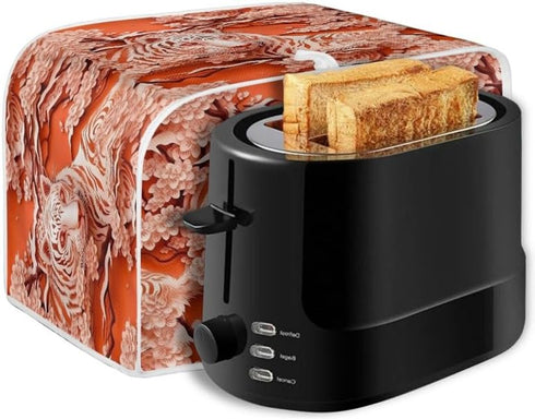 2 Slice Toaster Cover, Tiger Bread Machine Cover, Orange Paper Carved Animal Anti-scratch Polyester Bakeware