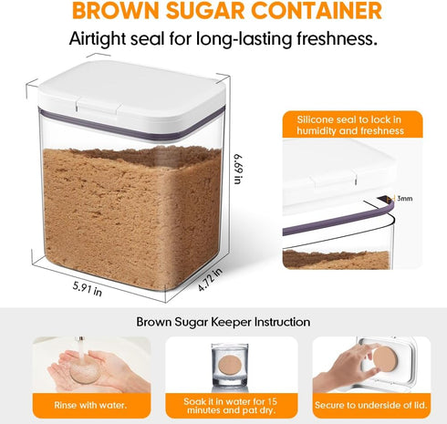 2 Moryimi Brown Sugar Container Airtight, Quart Brown Sugar Keeper Storage Container with Spoon