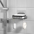 2 Adhesive Soap Bar Holder for Shower Wall, Self Draining Soap Dish Container Caddy Saver with Hooks for Razor Loofah