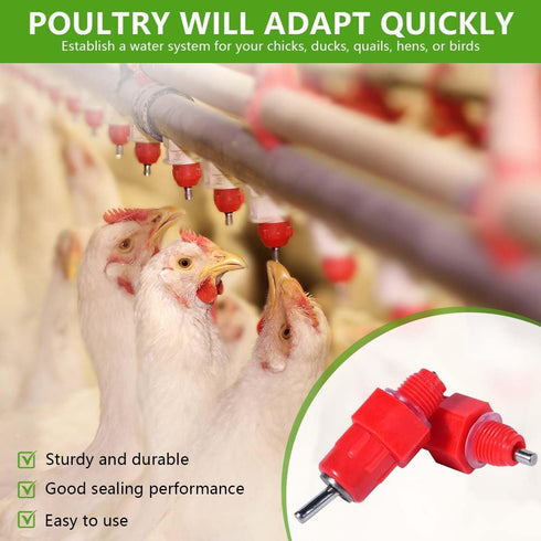 KISEER 30-Pack Poultry Nipple Waterer for Chickens and Ducks - Screw Style