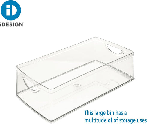 iDesign Recycled Plastic Cabinet and Pantry Storage Bin with Integrated Handles – 16” x 8” x 5”, Clear Bin by InterDesign