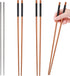 3 Pairs Extra Long Cooking Chopsticks - 15.3 Inch Stainless Steel & 16.5 Inch Wooden for Hot Pot, Frying, Noodle Cooking
