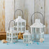 Kate Aspen Rustic Farmhouse Decor, White Candle Holder Lantern, 7.5 Inch, Wedding Decoration, Centerpiece