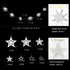 Glitter Silver Star Garlands Kit, Metallic 3D Star Hanging Paper Garland, Birthday Party Supplies