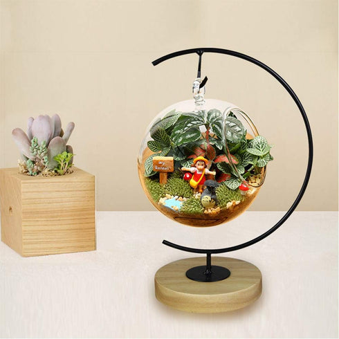 YY YEARCHY Metal Terrarium Air Plant Stand, Iron Pothook Stand for Hanging Glass Globe Ball, Flower Pot Holder (Ground