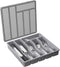 Lifewit Silverware Organizer with Lid, Covered Utensil Tray for Kitchen Drawer, 6 Compartments, Gray Plastic Cutlery